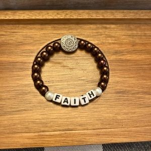 Faith- letter bracelet- boho style- bronze beads